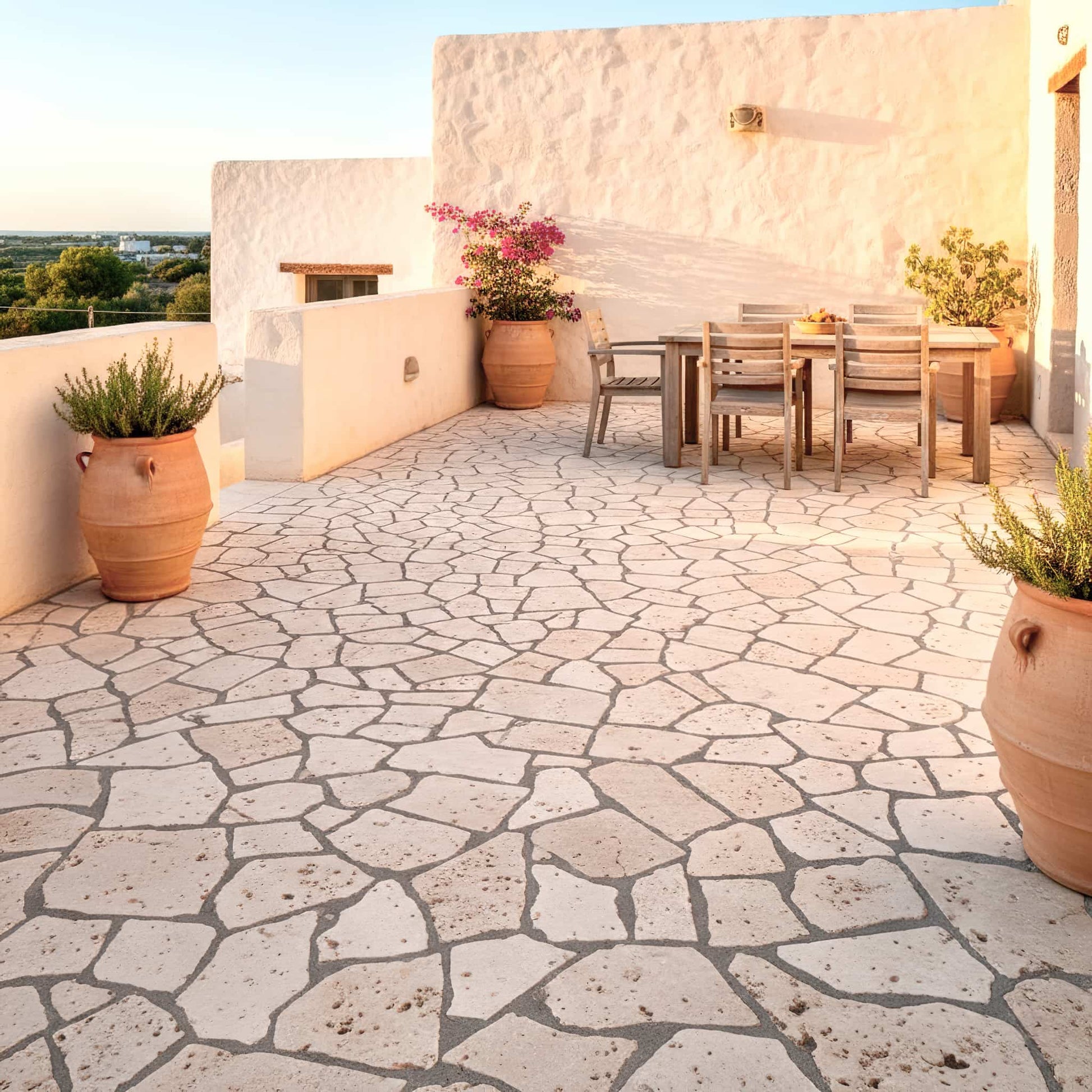 Opus Incertum en TRAVERTIN - Vieilli brut Minéral pierre naturelle