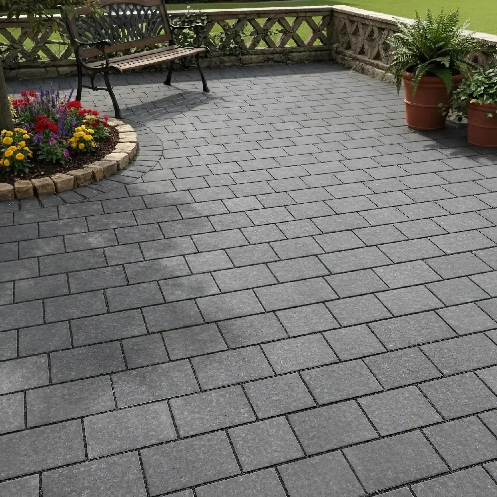 Pflaster Basalt SUPER BLACK geflammt Minéral Naturstein