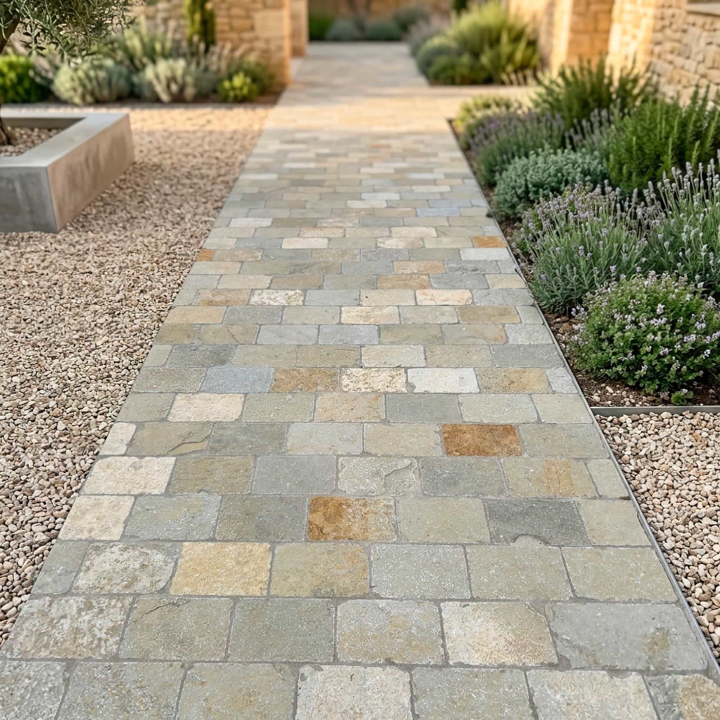 Pavé en pierre calcaire LIMA BEIGE Minéral pierre naturelle