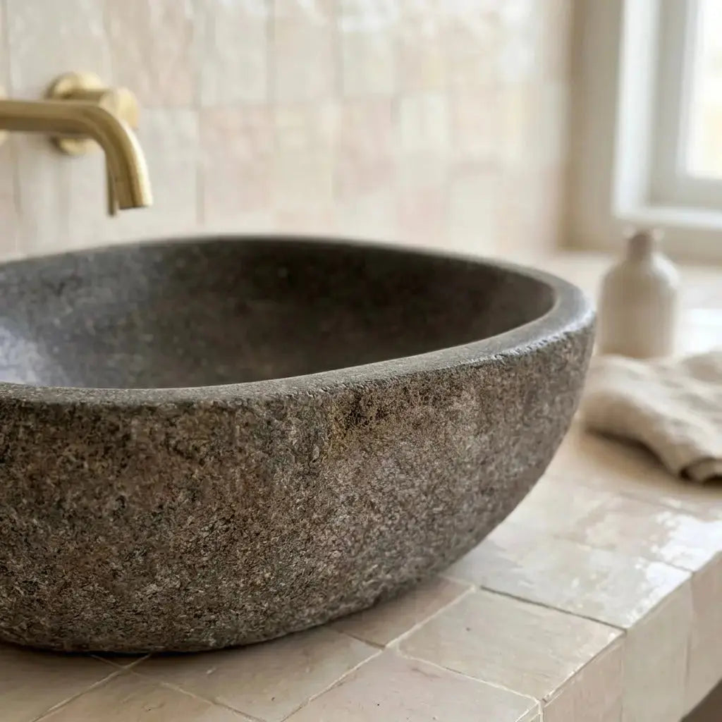Waschbecken GALET RIVIÈRE – kleines Modell – Minéral Naturstein