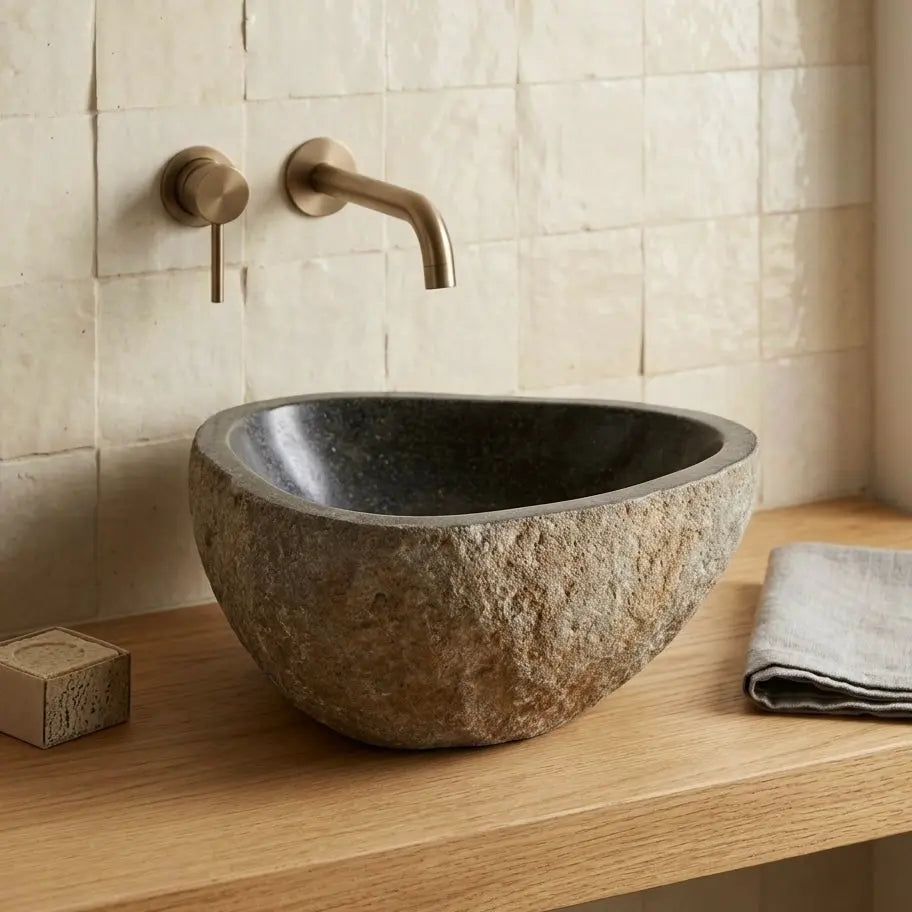 Waschbecken GALET RIVIÈRE – kleines Modell – Minéral Naturstein