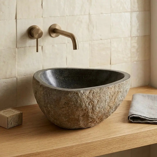 Waschbecken GALET RIVIÈRE – kleines Modell – Minéral Naturstein