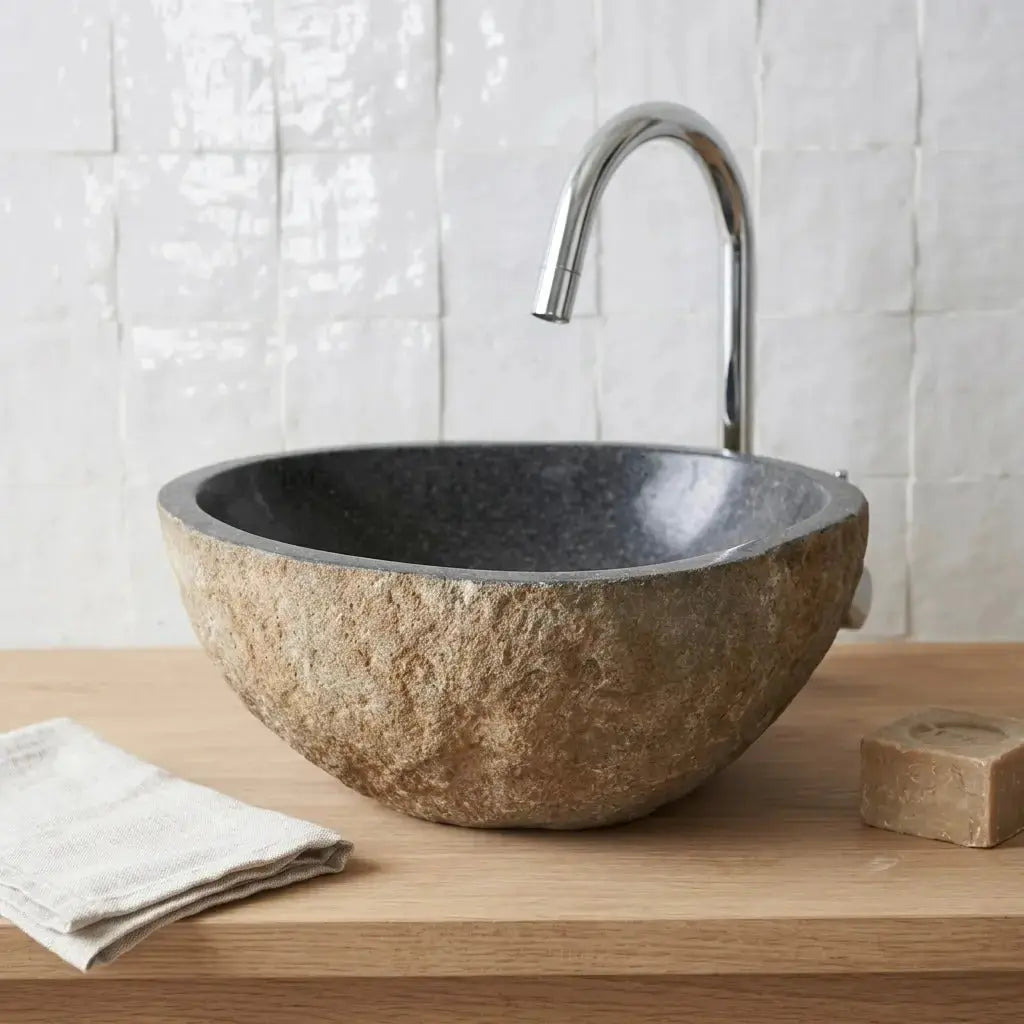 Waschbecken GALET RIVIÈRE – kleines Modell – Minéral Naturstein