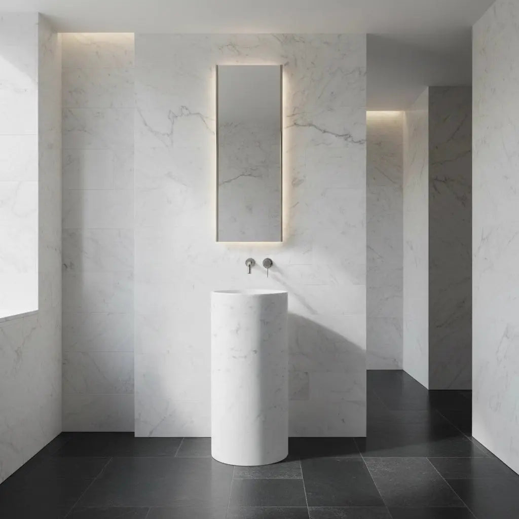 Vasque sur pied en marbre blanc CARRARE GIOIA