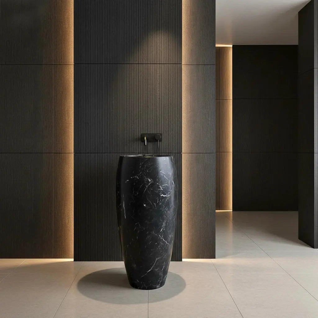 Vasque sur pied en marbre NOIR MARQUINA