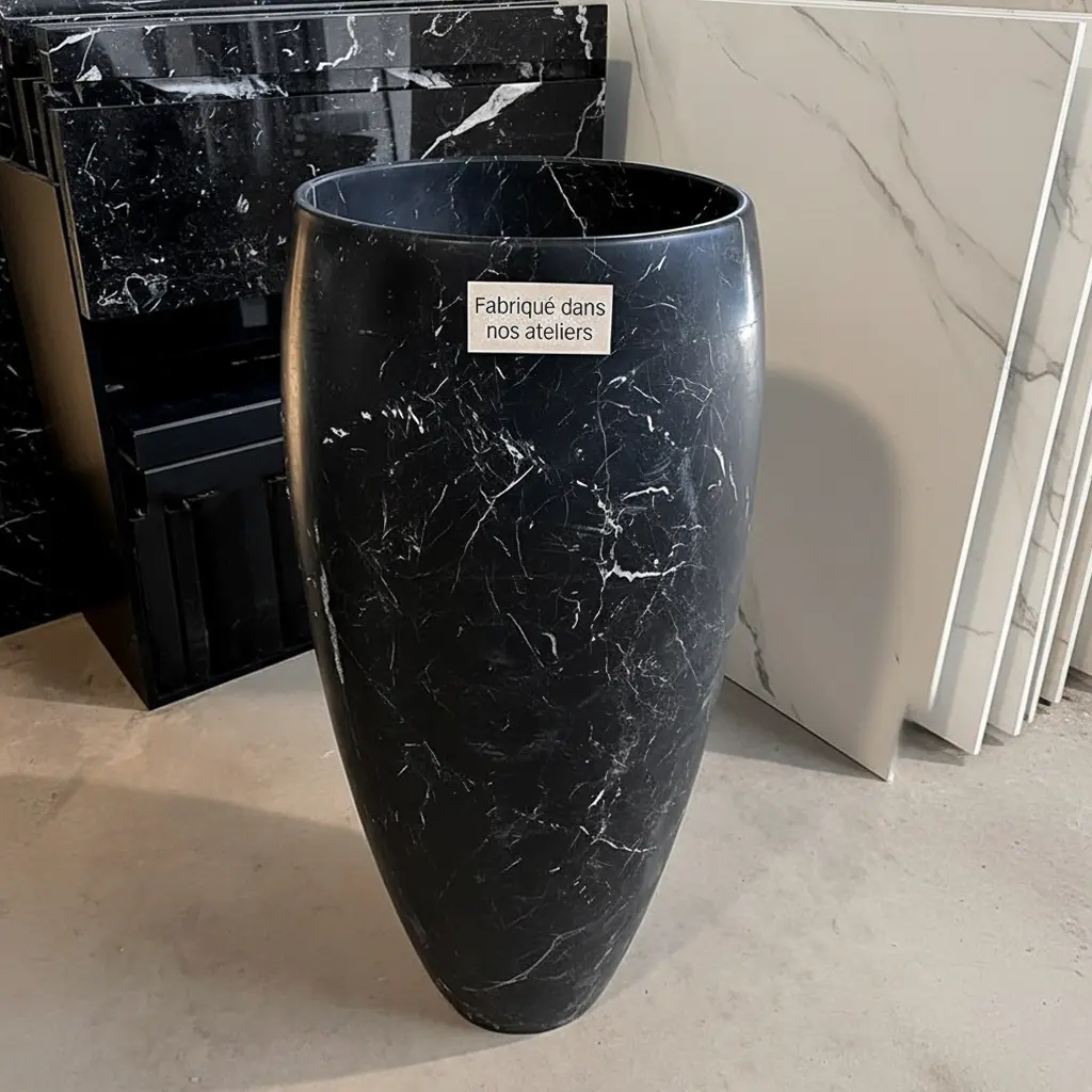 Vasque sur pied en marbre NOIR MARQUINA
