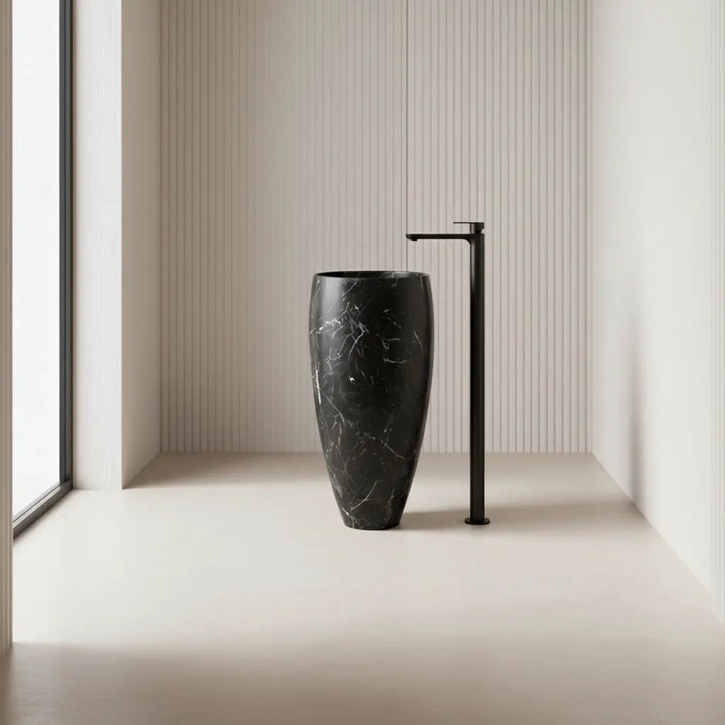 Vasque sur pied en marbre NOIR MARQUINA