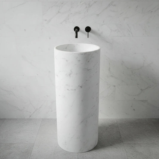 Vasque sur pied en marbre blanc CARRARE GIOIA