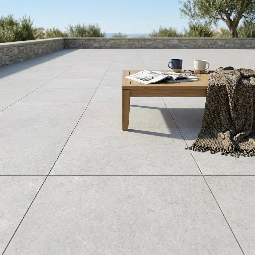 Carrelage extérieur effet pierre PRO PI 01 WHITE - 60 x 60 x 2 cm Minéral pierre naturelle