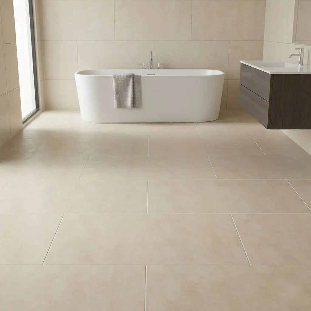 Carrelage effet béton PRIMA CREMA - 120 x 60 cm Minéral pierre naturelle