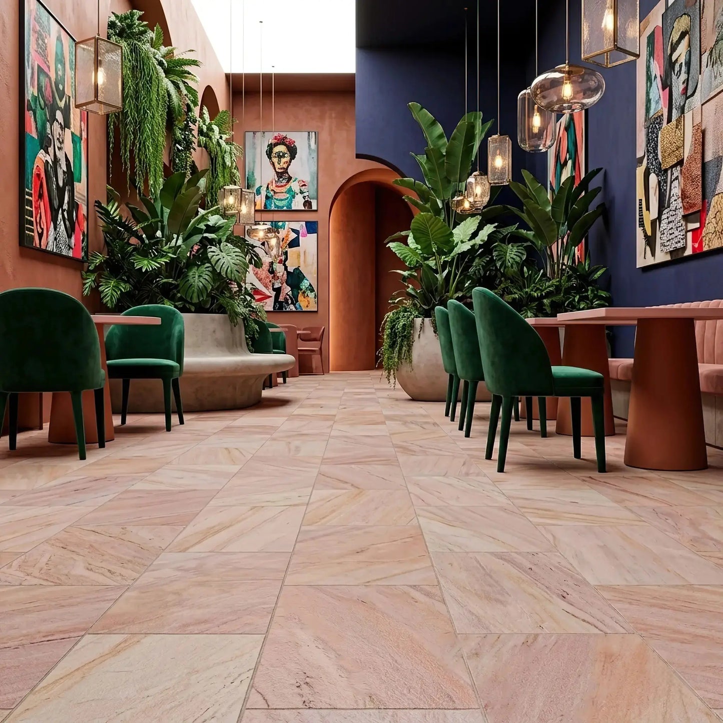 Dallage intérieur en QUARTZITE CORAL PINK Minéral pierre naturelle