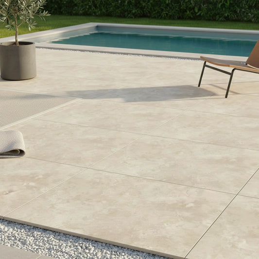 Carrelage extérieur effet pierre TRAVERTIN LIGHT CROSS - 2 cm Minéral pierre naturelle