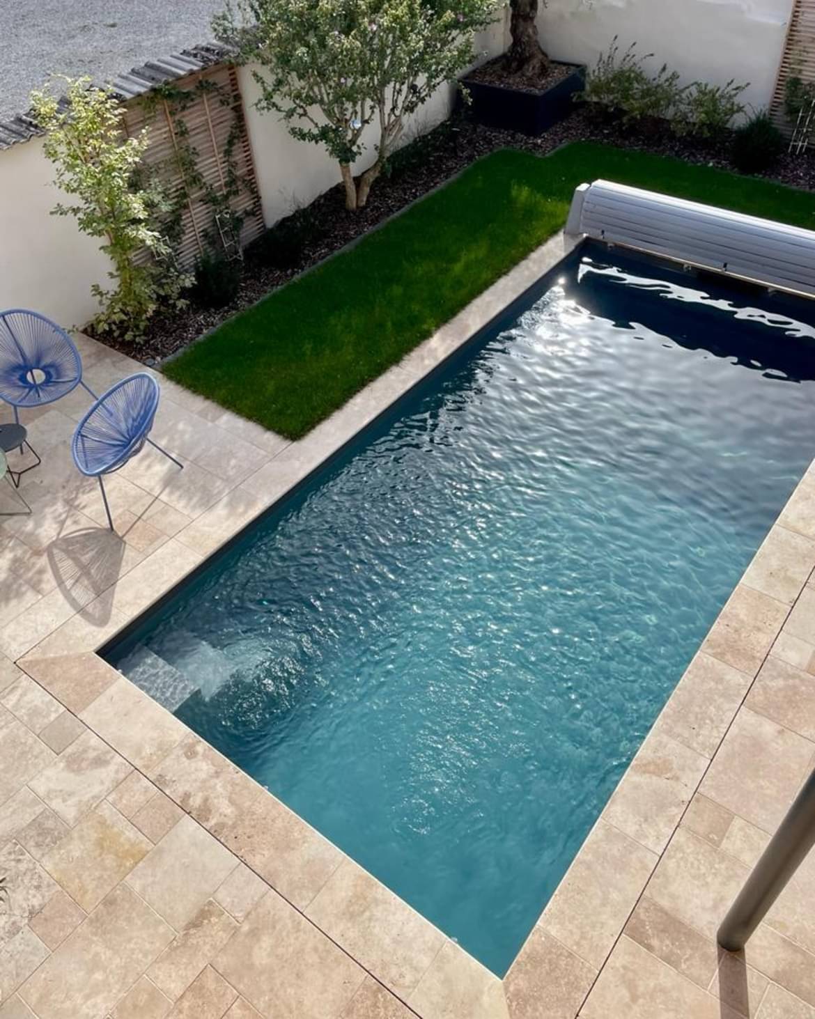 Poolrandplatte Travertin MIX Kante 1/2 rund