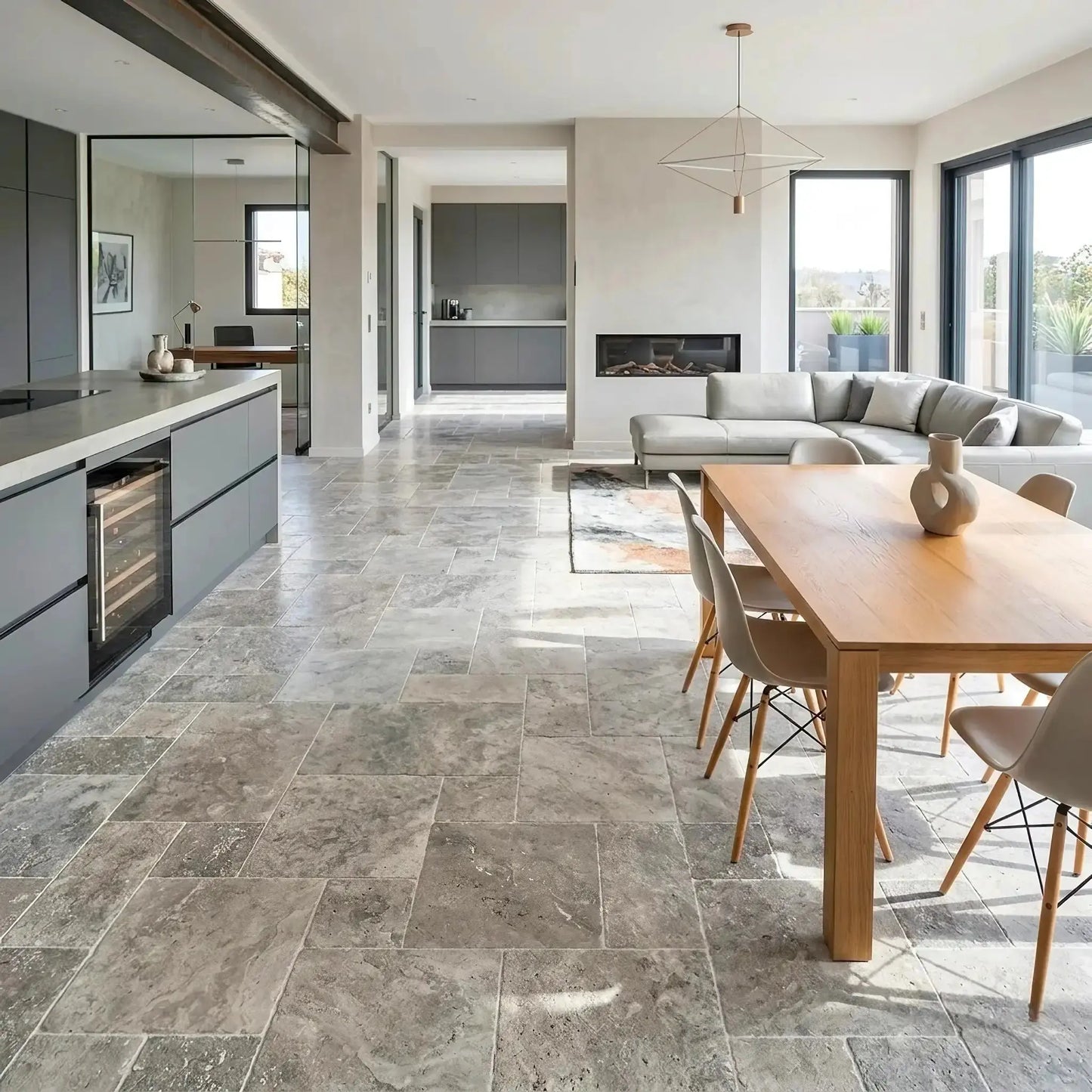 Bodenplatte indoor TRAVERTIN SILVER Minéral Naturstein
