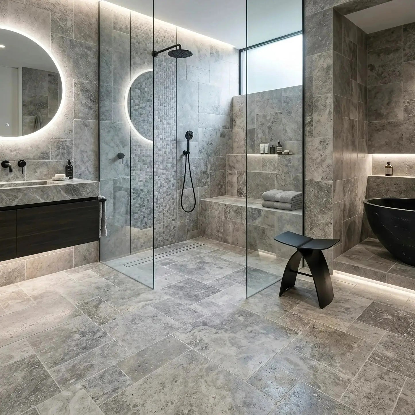 Bodenplatte indoor TRAVERTIN SILVER Minéral Naturstein