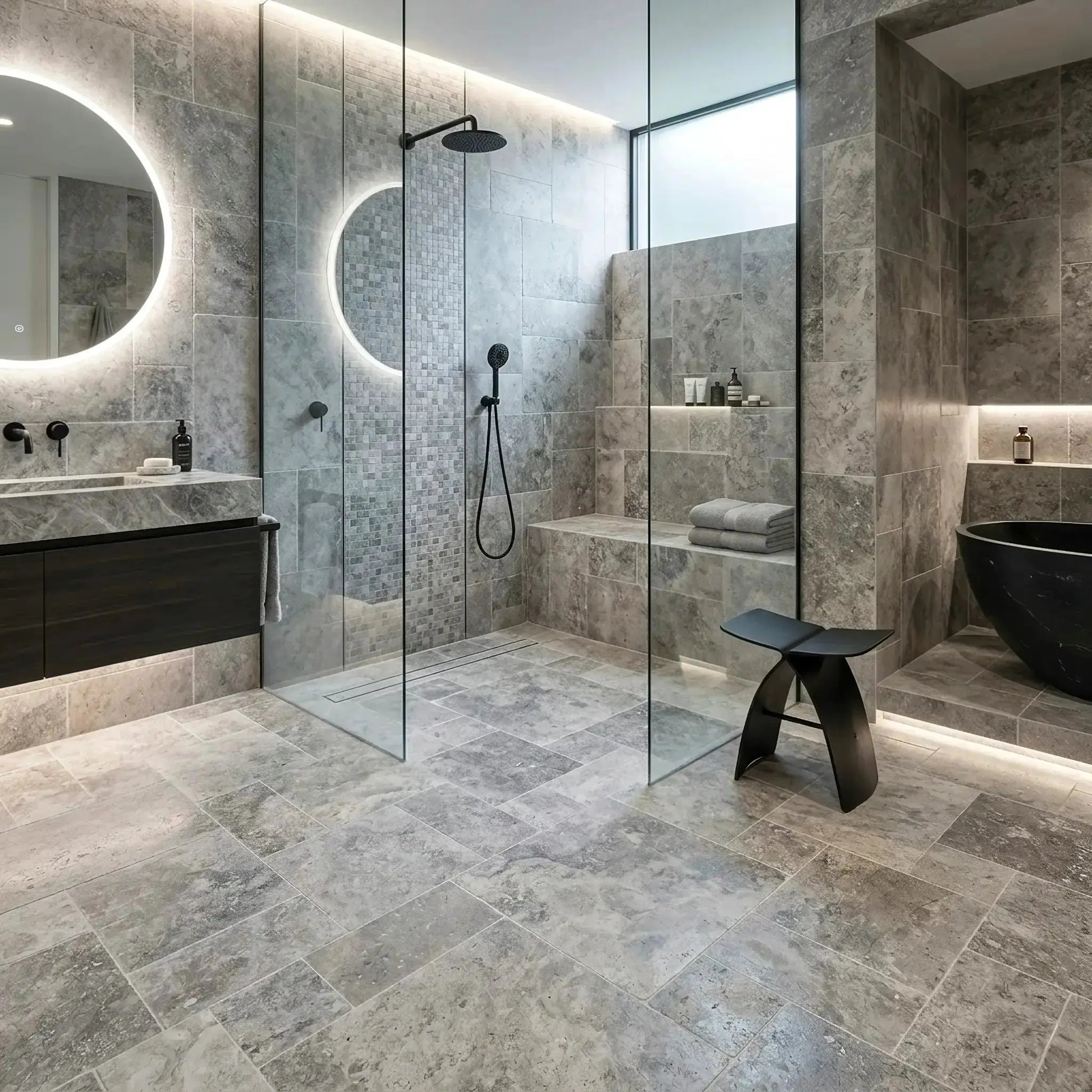 Bodenplatte indoor TRAVERTIN SILVER Minéral Naturstein