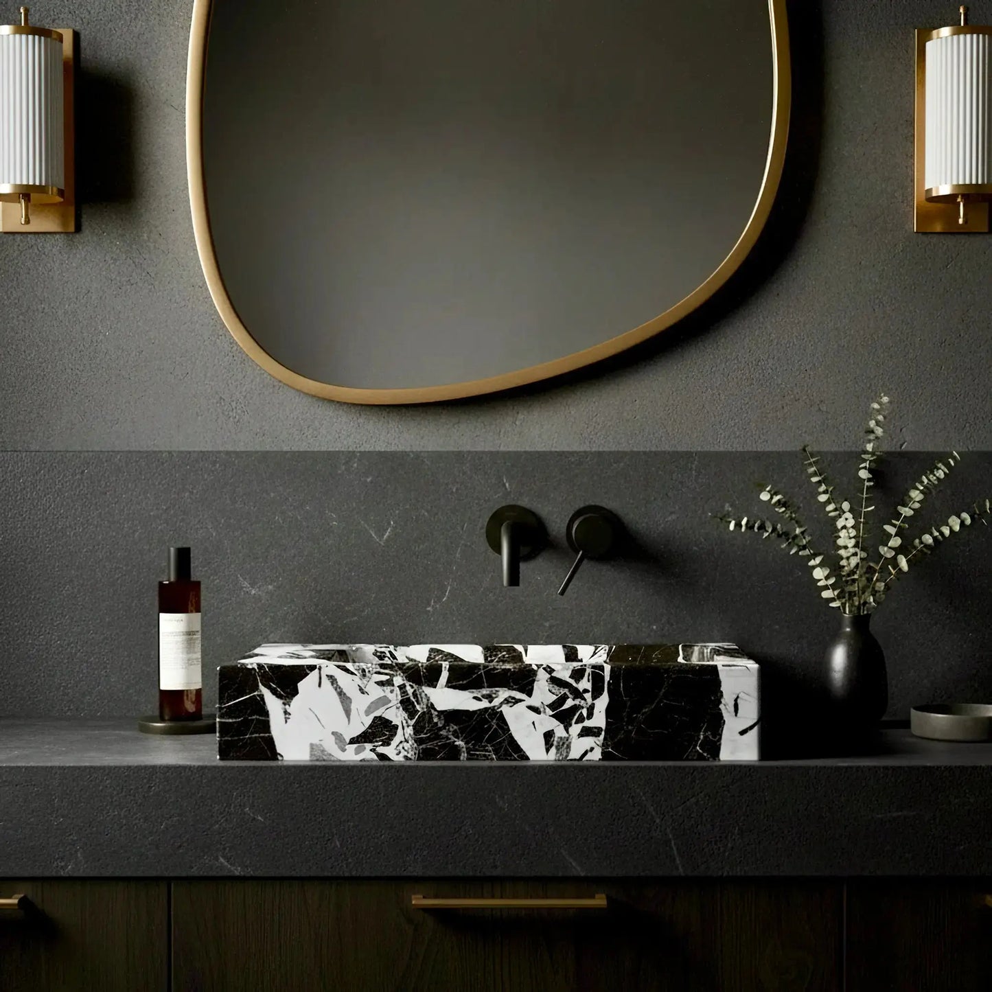 Vasque rectangulaire en marbre GRAND ANTIQUE D'AUBERT