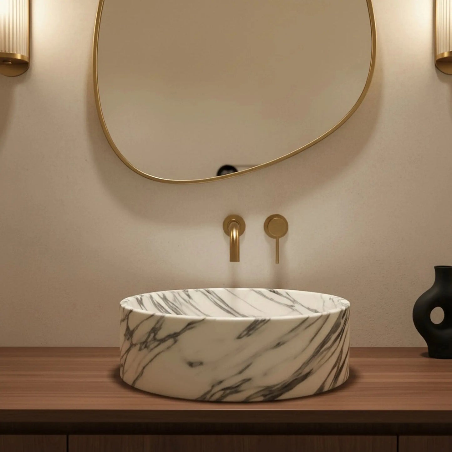 Vasque ronde en marbre ARABESCATTO