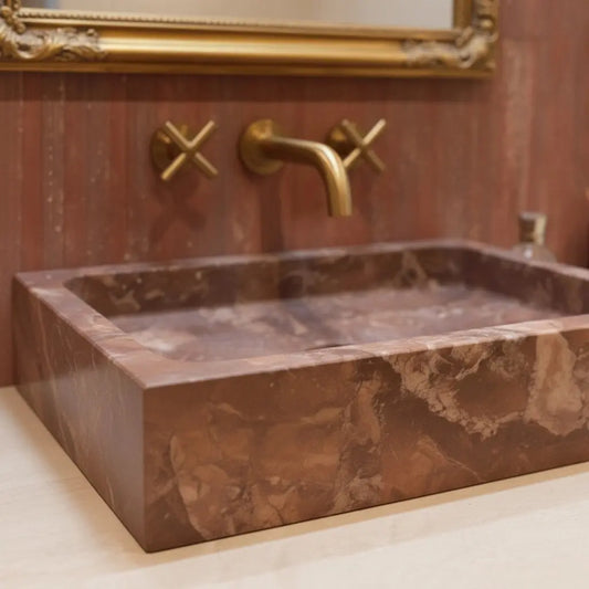 Vasque rectangulaire en marbre ROUGE DUCESSA