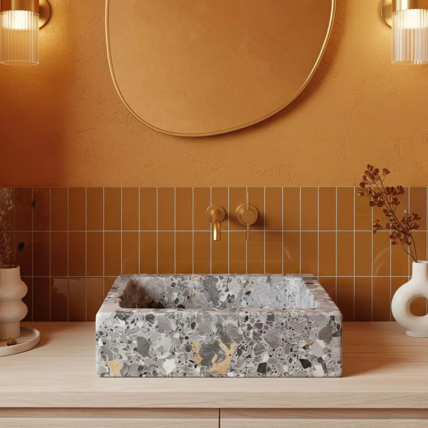 Vasque rectangulaire en marbre BRECCIA PARMA