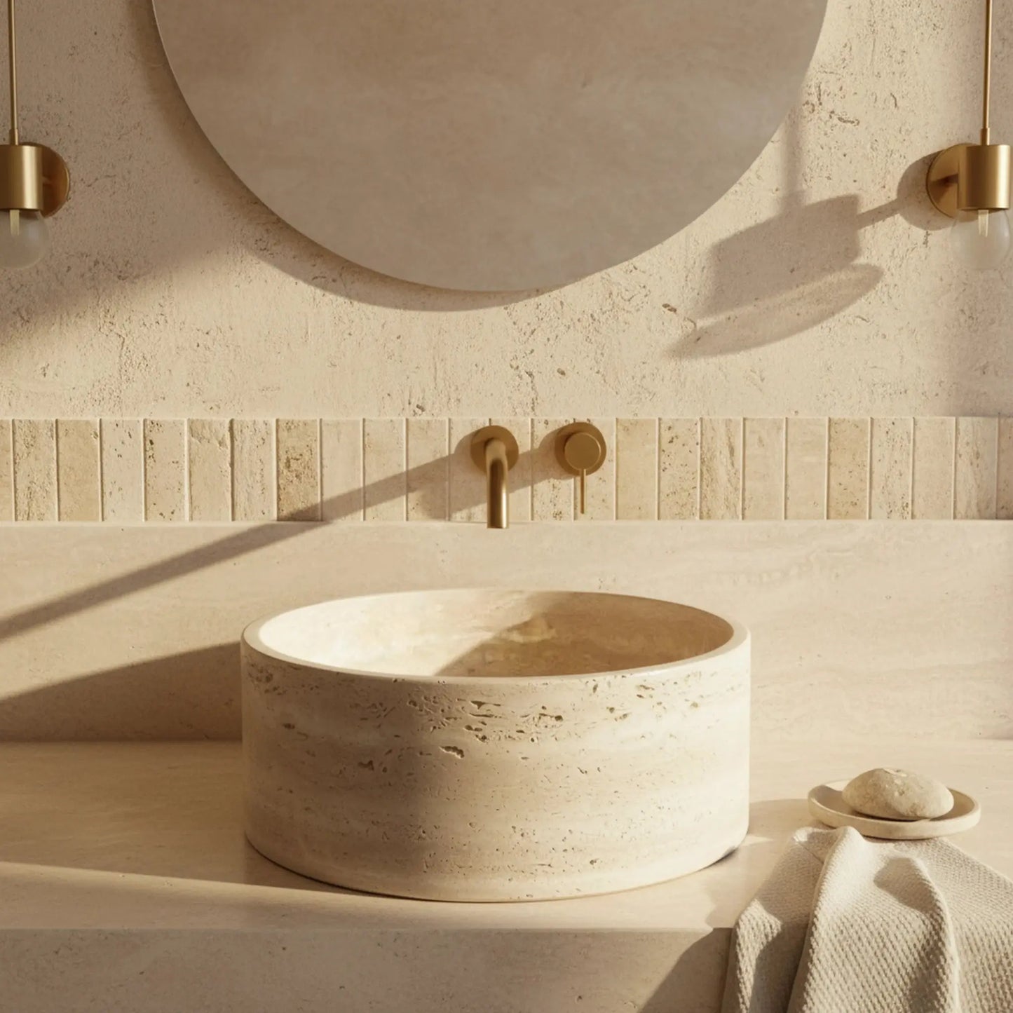 Vasque ronde en TRAVERTIN ROMAIN