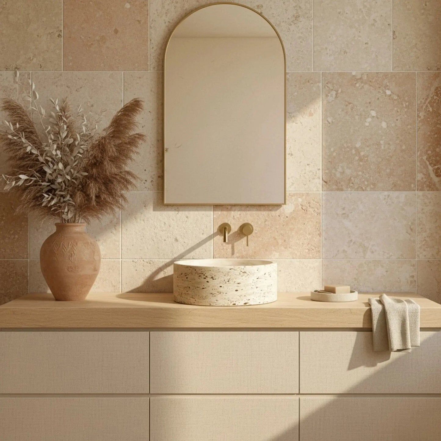 Vasque ronde en TRAVERTIN ROMAIN