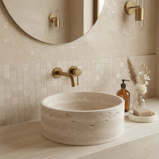 Vasque ronde en TRAVERTIN ROMAIN